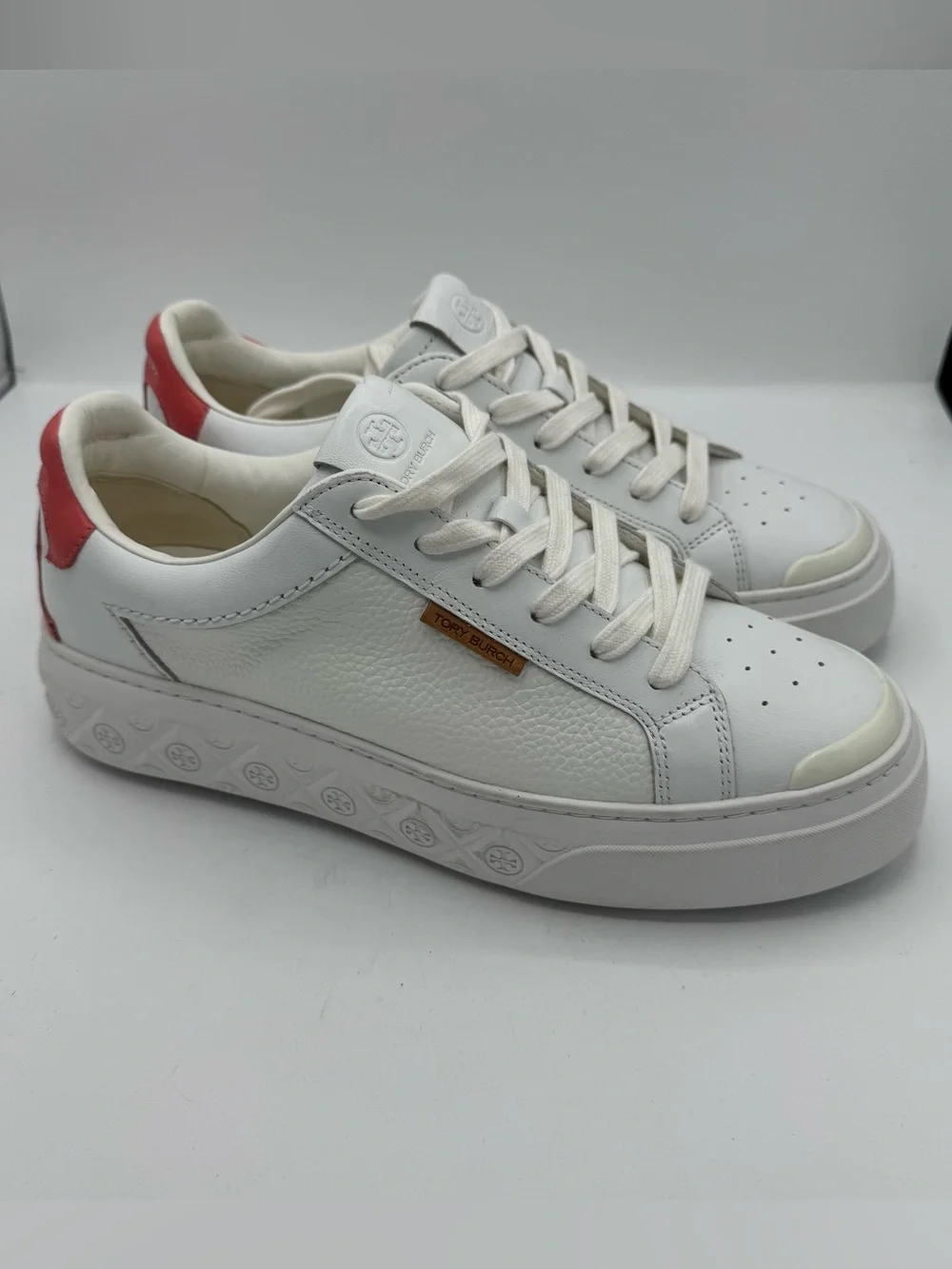 Tory Burch Ladybug Platform Sneakers Titanium‎ White/Washed Berry size 9.5 luxe